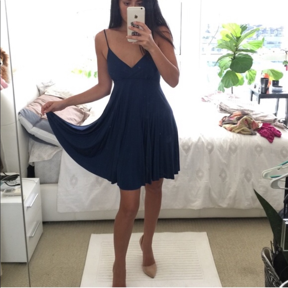 Royal blue pleated party dress